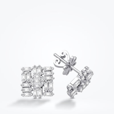 0.87 Karat Pırlanta Baget Küpe - 1