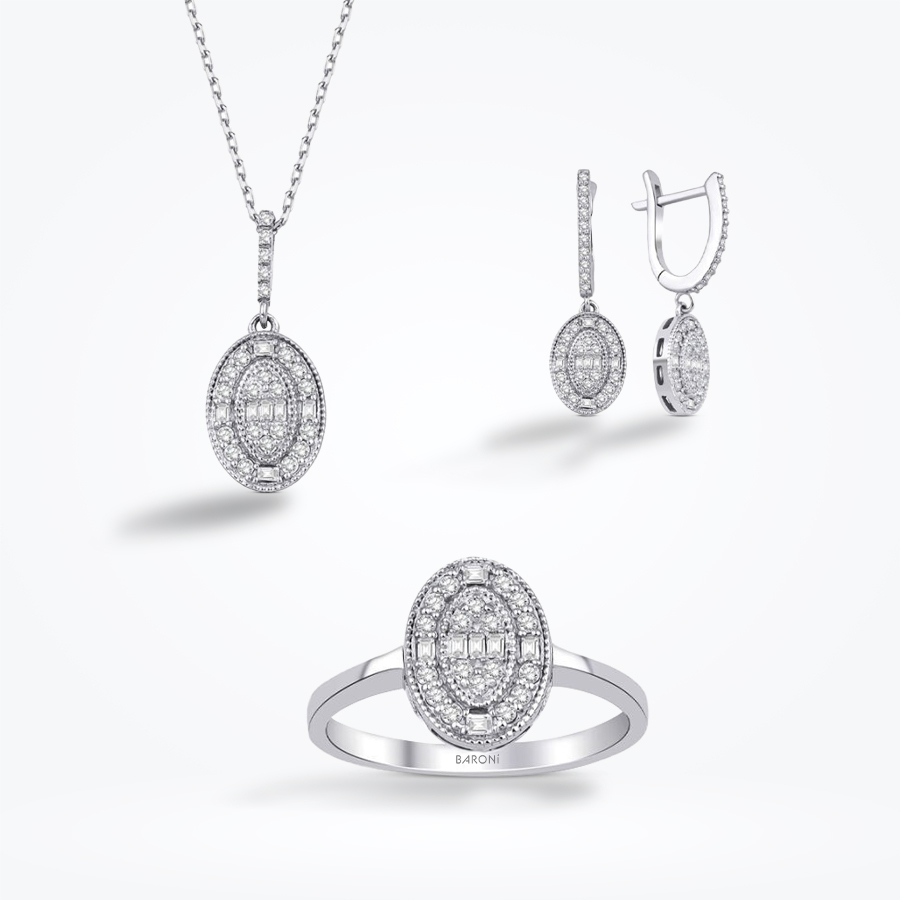 0.87 Karat Pırlanta Baget Set - Baroni Diamond
