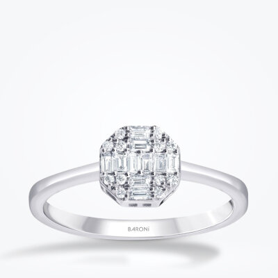 0.87 Karat Pırlanta Baget Yuvarlak Set - 4