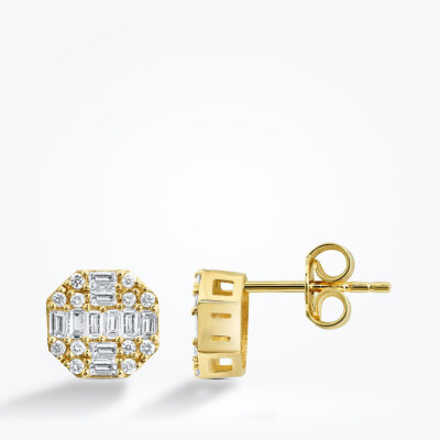 0.87 Karat Pırlanta Baget Yuvarlak Set - 3
