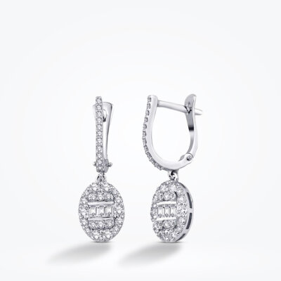 0.88 Karat Pırlanta Baget Küpe - 1