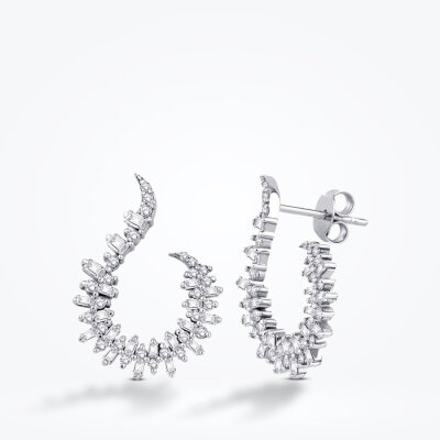 0.88 Karat Pırlanta Baget Küpe - 1