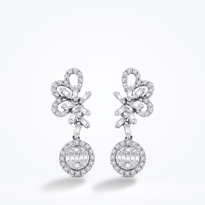 0.88 Karat Pırlanta Baget Küpe - Baroni Diamond