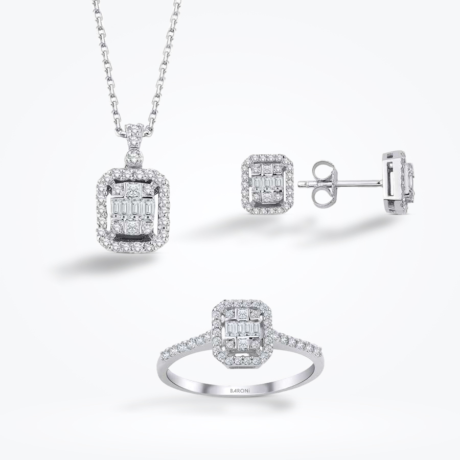 0.88 Karat Pırlanta Baget Mini Set - Baroni Diamond
