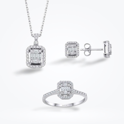 0.88 Karat Pırlanta Baget Mini Set 