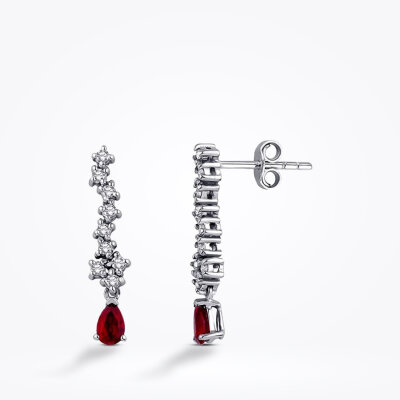 0.89 Karat Pırlanta Yakut Küpe 