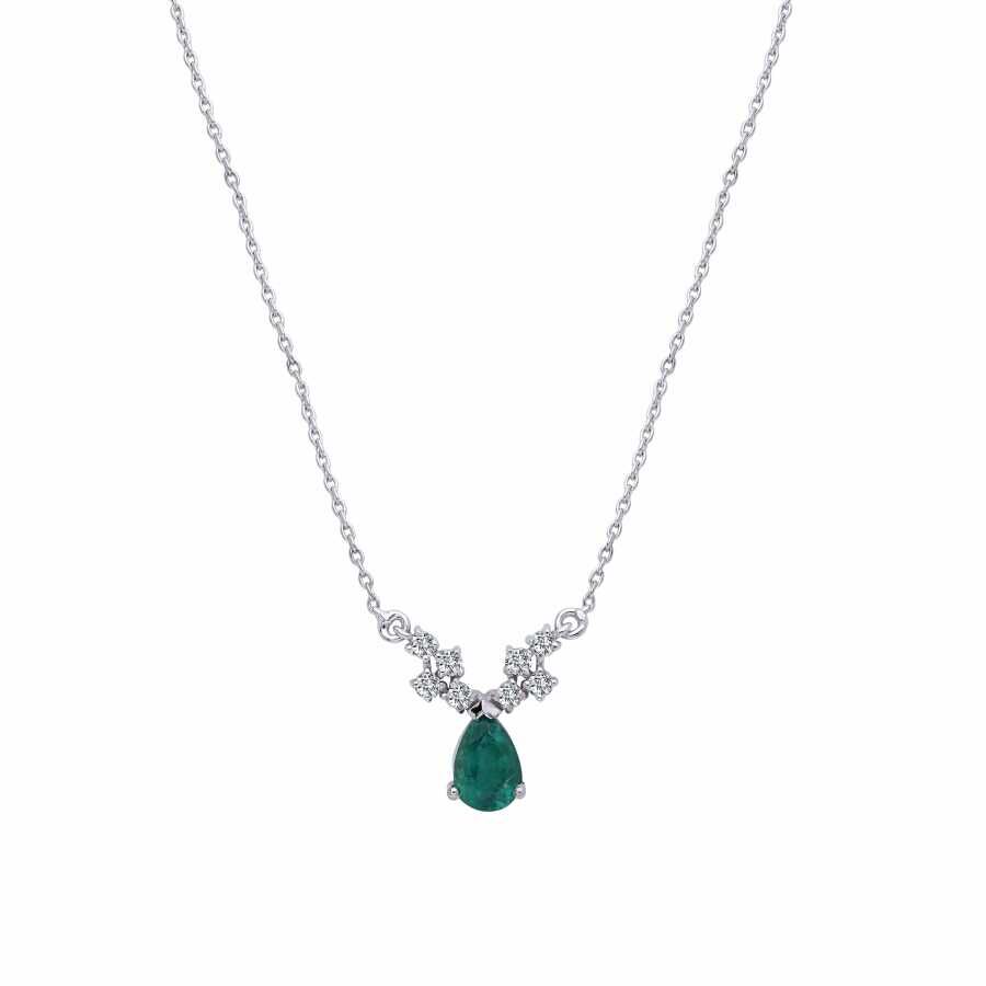 0.89 Karat Pırlanta Zümrüt Kolye - Baroni Diamond