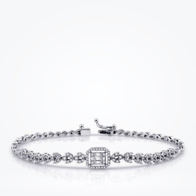 0.90 Karat Pırlanta Baget Bileklik - 1