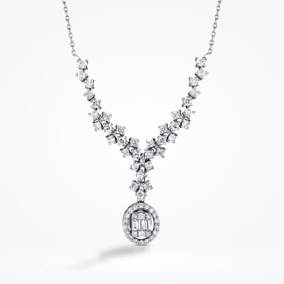 0.90 Karat Pırlanta Baget Kolye - 1