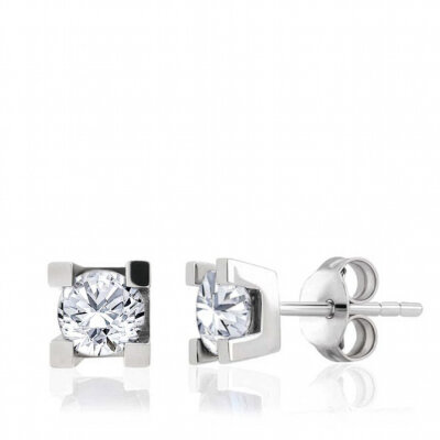 0.90 Karat Pırlanta Tektaş Küpe - 1