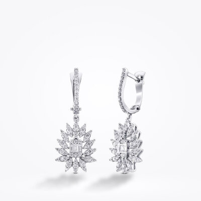 0.91 Karat Pırlanta Baget Küpe - 1