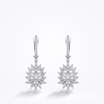 0.91 Karat Pırlanta Baget Küpe - 2