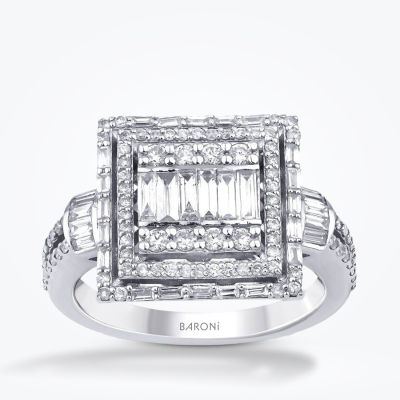 0.91 Karat Pırlanta Baget Yüzük - 1