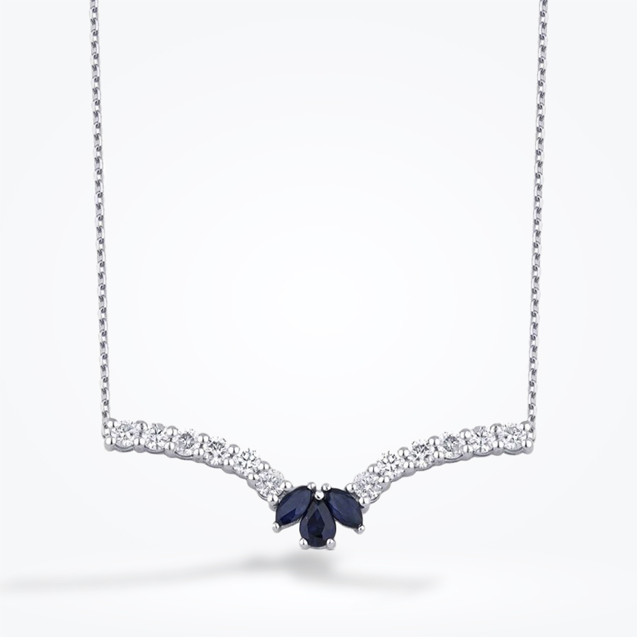 0.91 Karat Pırlanta Safir Kolye - Baroni Diamond