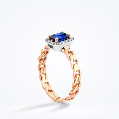 0.92 Karat Pırlanta Baget Kesim Safir Yüzük - Baroni Diamond (1)