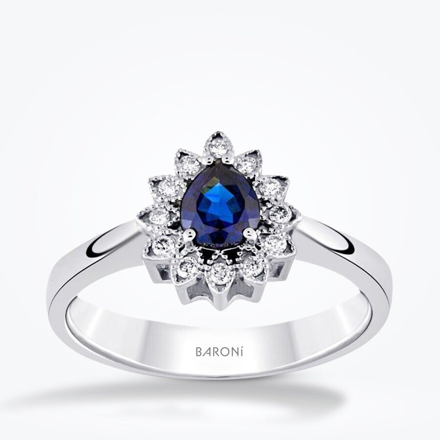 0.92 Karat Pırlanta Safir Yüzük - Baroni Diamond