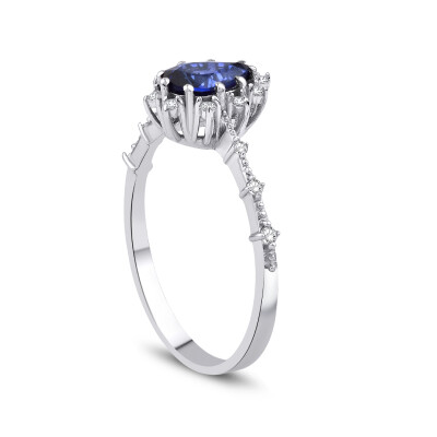 0.92 Karat Pırlanta Safir Yüzük - Baroni Diamond (1)