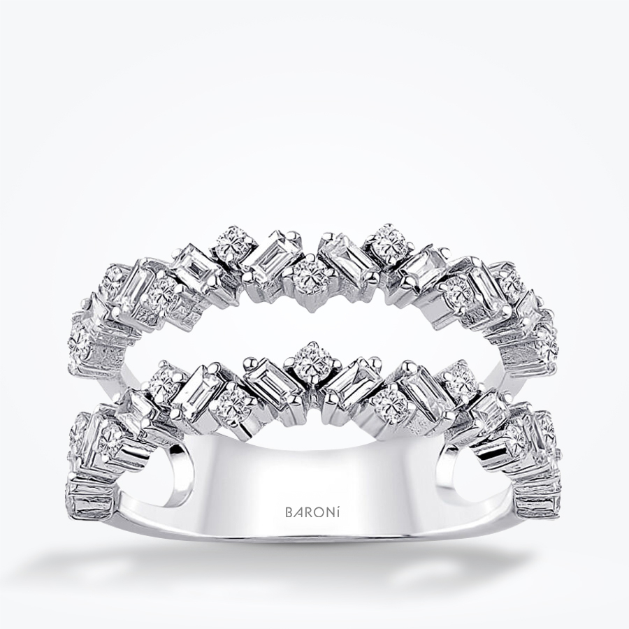0.93 Karat Pırlanta Çift Sıra Baget Yüzük - Baroni Diamond