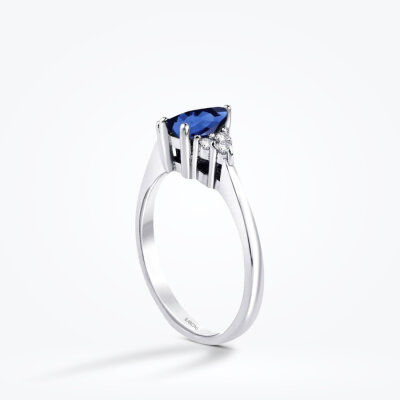 0.93 Karat Pırlanta Damla Safir Yüzük - Baroni Diamond (1)