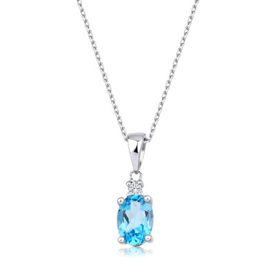 0.93 Karat Pırlanta Mavi Taşlı Kolye 