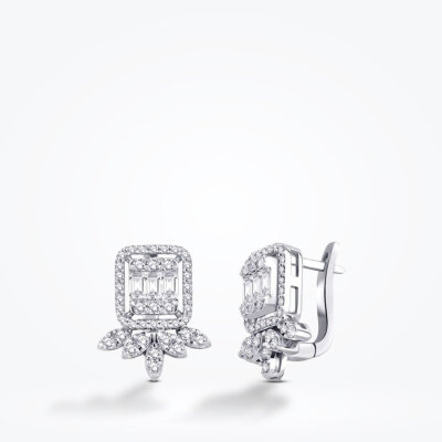 0.95 Karat Pırlanta Baget Küpe - 1