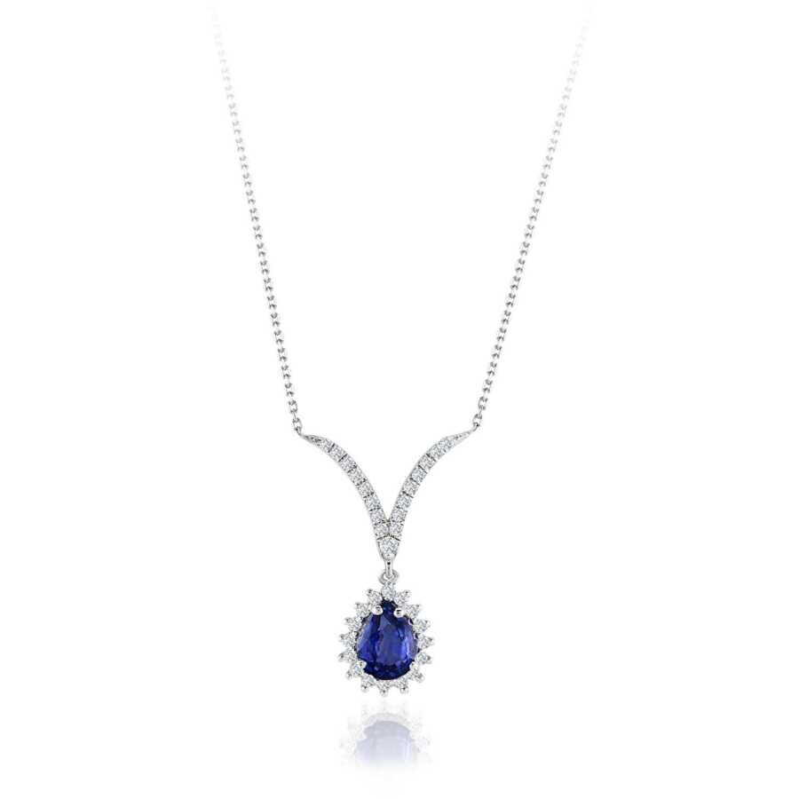 0.95 Karat Pırlanta Safir Kolye