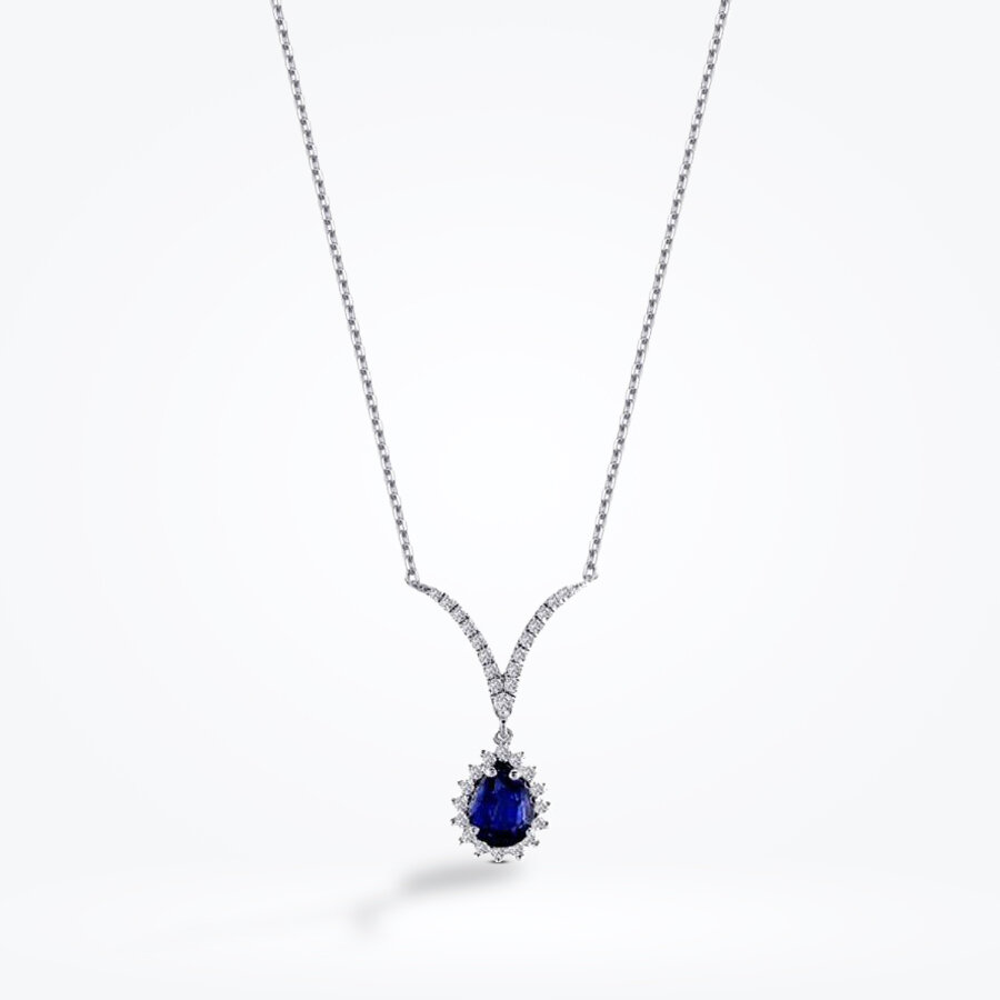 0.95 Karat Pırlanta Safir Kolye