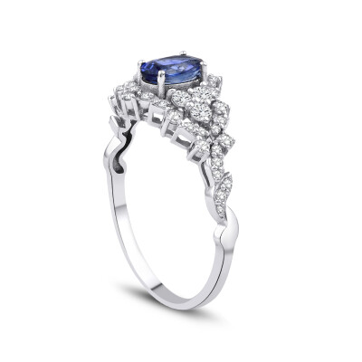 0.95 Karat Pırlanta Safir Yüzük - Baroni Diamond (1)