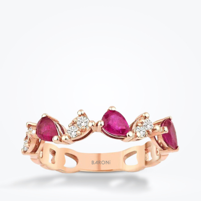 0.95 Karat Pırlanta Yakut Yüzük - 1