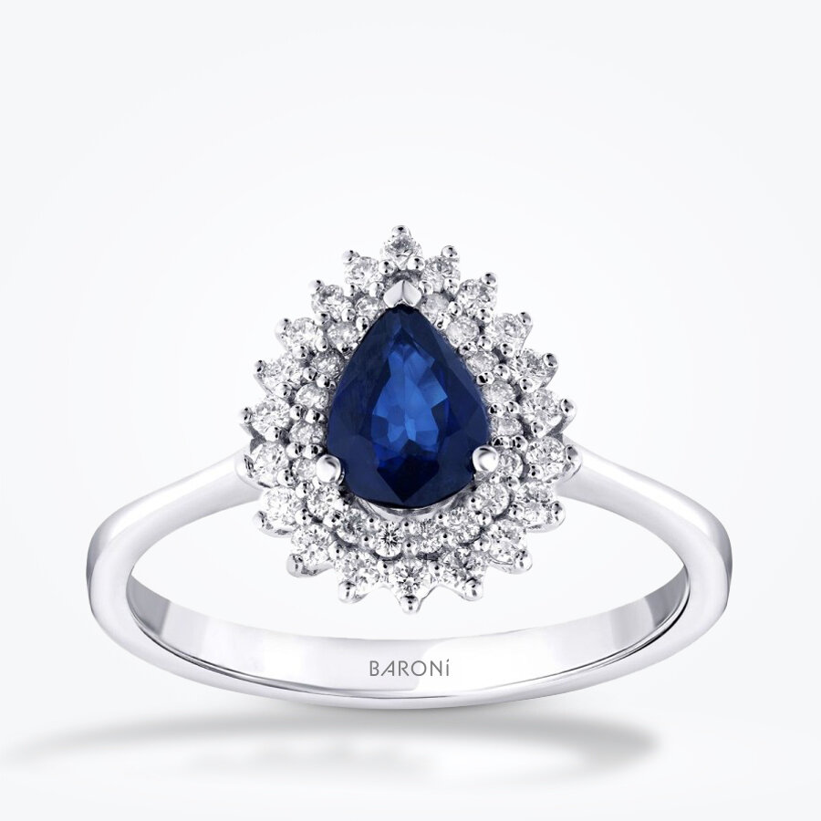 0.96 Karat Pırlanta Safir Yüzük - Baroni Diamond