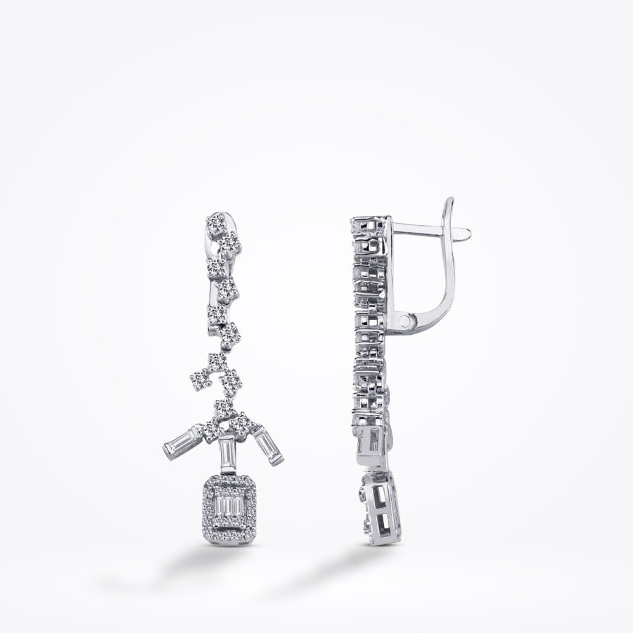 0.97 Karat Pırlanta Baget Küpe - Baroni Diamond