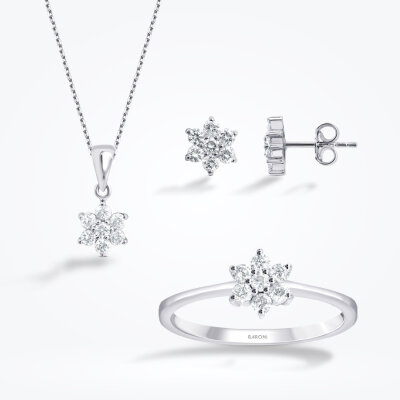0.97 Karat Pırlanta Çiçek Set 