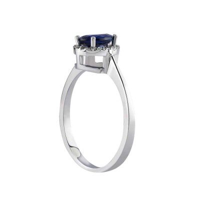 0.97 Karat Pırlanta Damla Safir Yüzük - 2