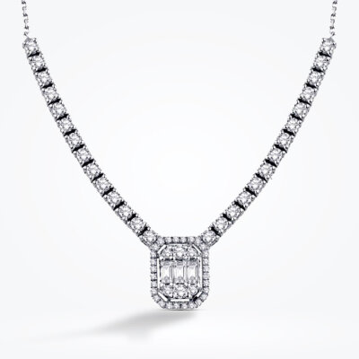 1.02 Karat Pırlanta Baget Kolye - 1