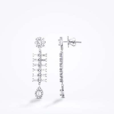 0.98 Karat Pırlanta Baget Küpe - 1