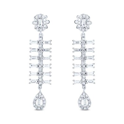 0.98 Karat Pırlanta Baget Küpe - 2