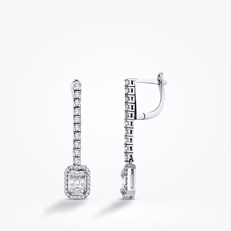 0.99 Karat Pırlanta Baget Küpe - Baroni Diamond