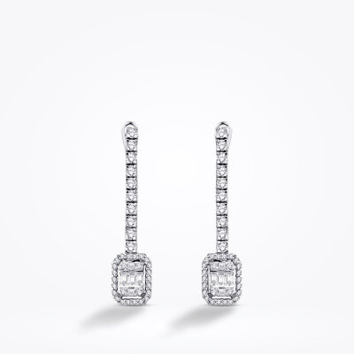 0.99 Karat Pırlanta Baget Küpe - 2