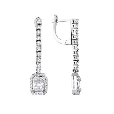 0.99 Karat Pırlanta Baget Küpe - 1