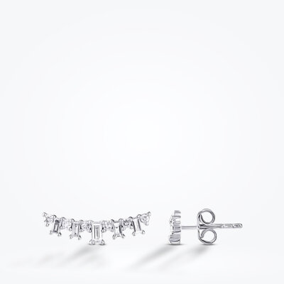 0.99 Karat Pırlanta Baget Küpe - 1