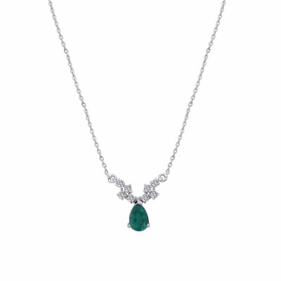 0.99 Karat Pırlanta Zümrüt Kolye - 1