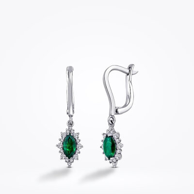 0.99 Karat Pırlanta Zümrüt Küpe 