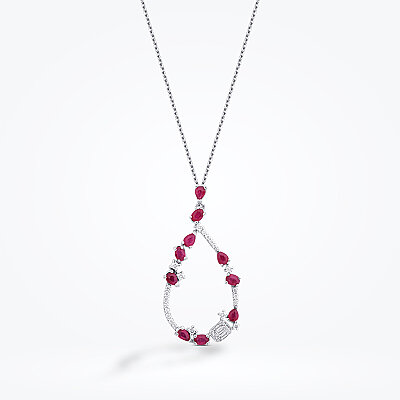 1.02 Karat Pırlanta Damla Yakut Trend Kolye - 2