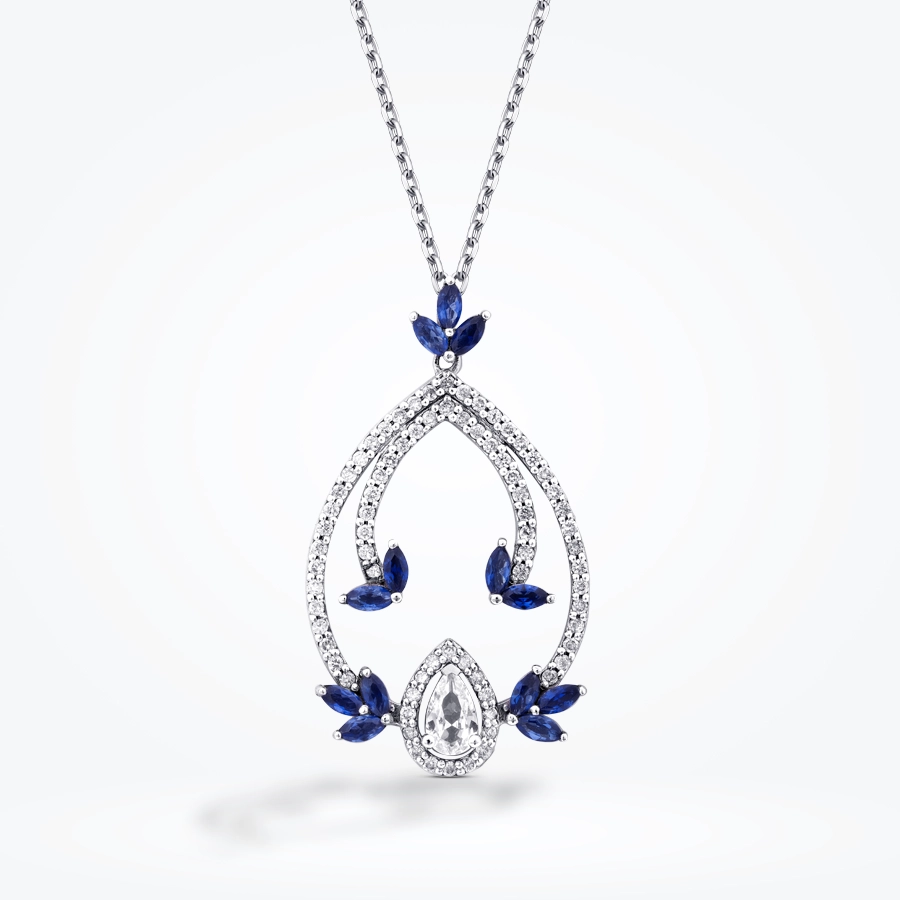 1.04 Karat Pırlanta Safir Kolye - Baroni Diamond (1)