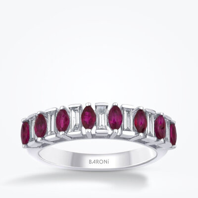 1.06 Karat Pırlanta Yakut Yüzük - 1