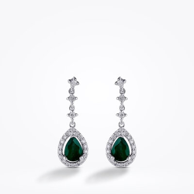 1.07 Karat Pırlanta Zümrüt Küpe - Baroni Diamond (1)