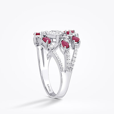 1.12 Karat Pırlanta Damla Taşlı Yakut Yüzük - 2