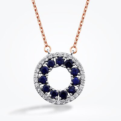 1.19 Karat Pırlanta Safir Kolye - 2