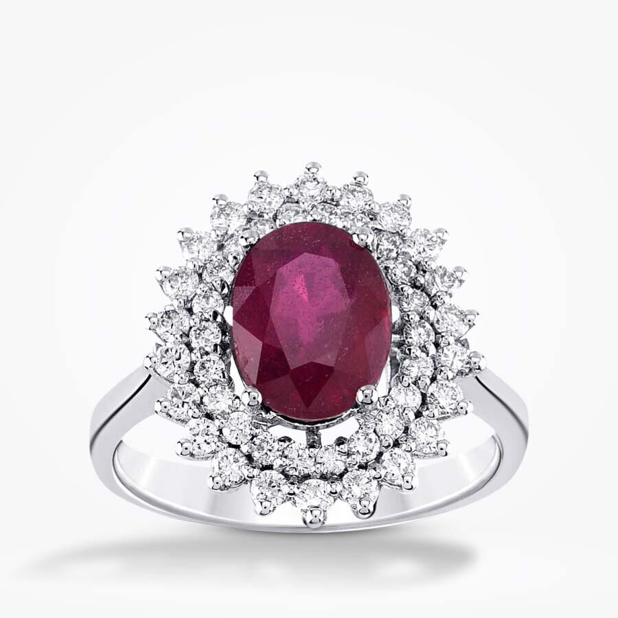 1.24 Karat Pırlanta Oval Yakut Yüzük