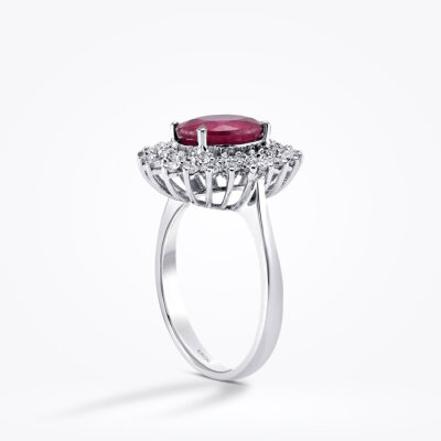 1.24 Karat Pırlanta Oval Yakut Yüzük - 2